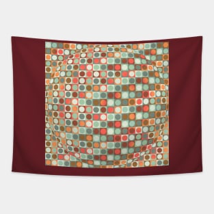 Circles in Squares in Red and Green Tapestry