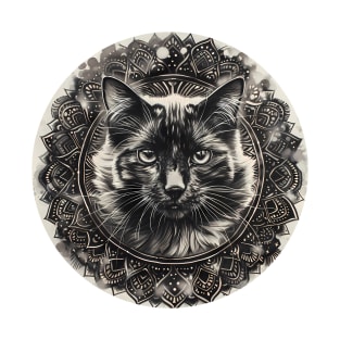 Mandala - Cat B&W T-Shirt