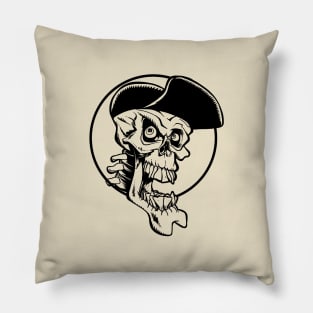 Laughing skull with cap (black outline) Pillow