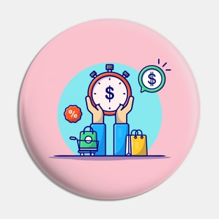 Discount And Sale Time Cartoon Vector Icon Illustration Pin