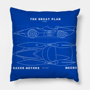 Mach 5 Blueprint - The Great Plan Pillow