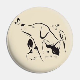 Dog and cat friendship Pin