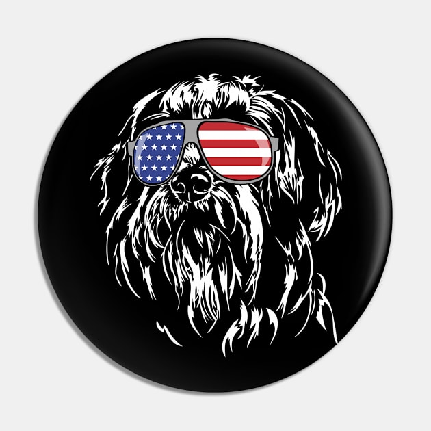 Funny Proud Bearded Collie American Flag sunglasses dog Pin by wilsigns