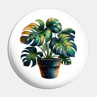 Watercolor monstera plant sticker Pin