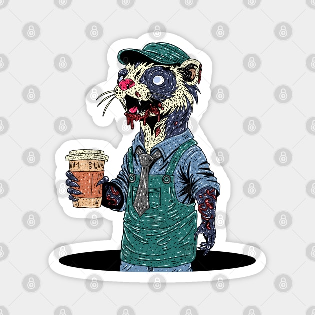 Zombie Ferret Barista Magnet by H. R. Sinclair