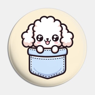 Kawaii Poodle Puppy in Pocket Cute Peeking Dog Pin