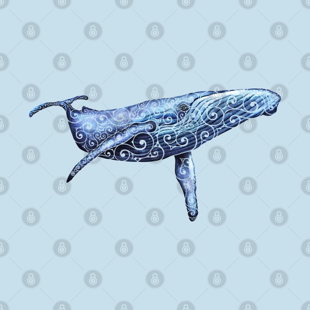 Swirly Blue Whale by VectorInk