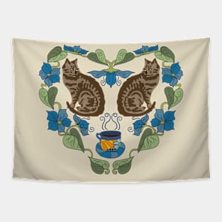 Cats and Coffee and Garden Delights Tapestry
