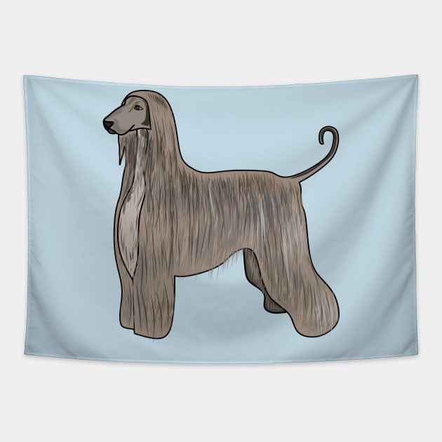 Afghan hound dog cartoon illustration Tapestry by Miss Cartoon