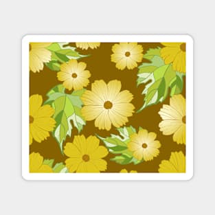 daisy and leaves illustration art print Magnet