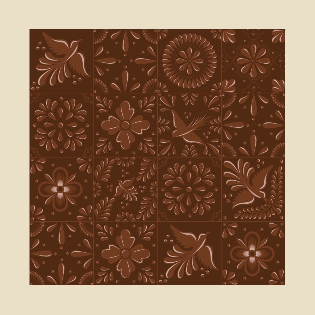 Mexican Brown Talavera Tile Pattern by Akbaly by Akbaly