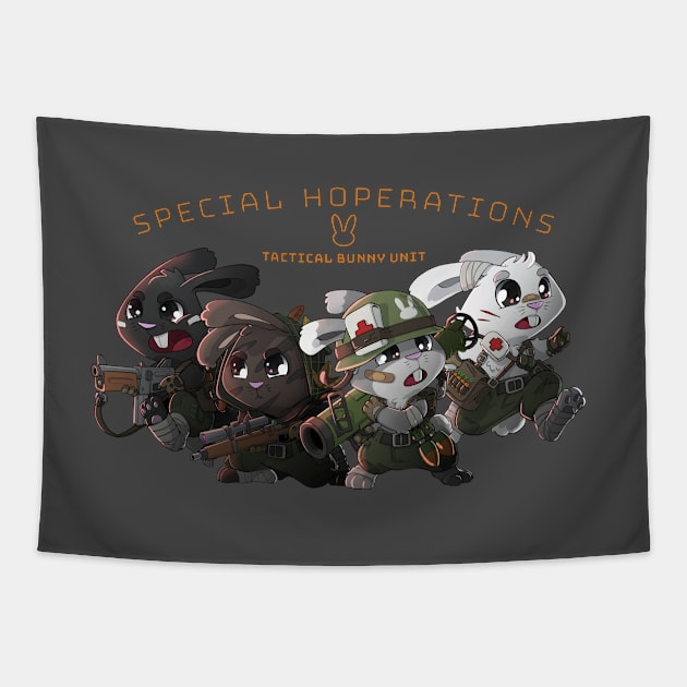 Special Hoperations: Tactical Bunny Rabbit Squad Tapestry by hiwez