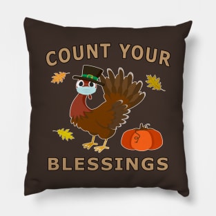 Count Your Blessings Autumn Turkey Mask Pumpkin. Pillow