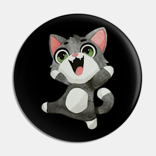 Very happy black and white kitty Pin