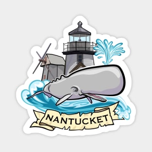 Nantucket Whale Lighthouse and Windmill Nautical Design Magnet