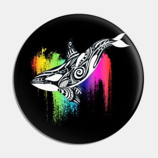 Orca Killer Whale Rainbow Tribal Tattoo Ink Art Pin