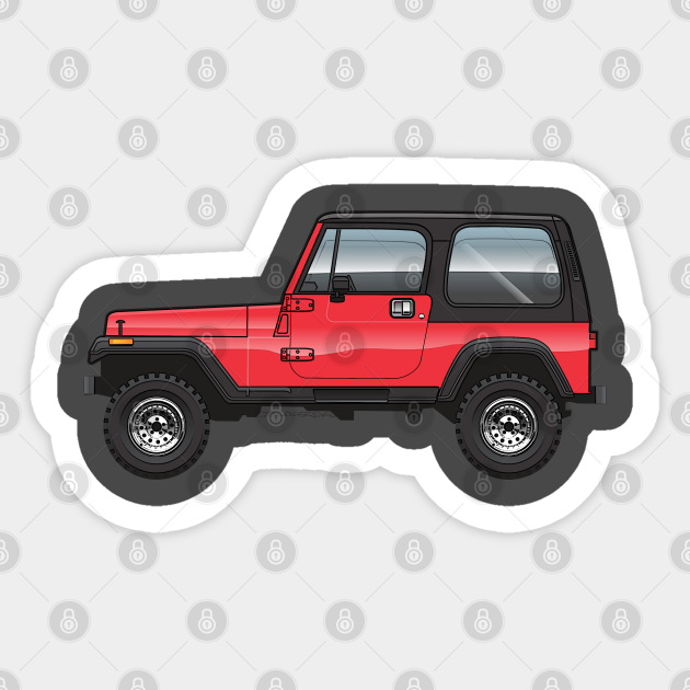 87-95 Red YJ - Jeep Yj - Sticker | TeePublic