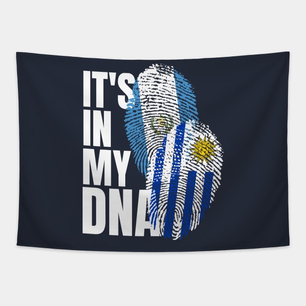 Uruguayan And Guatemalan Mix DNA Flag Heritage Tapestry by Just Rep It!!