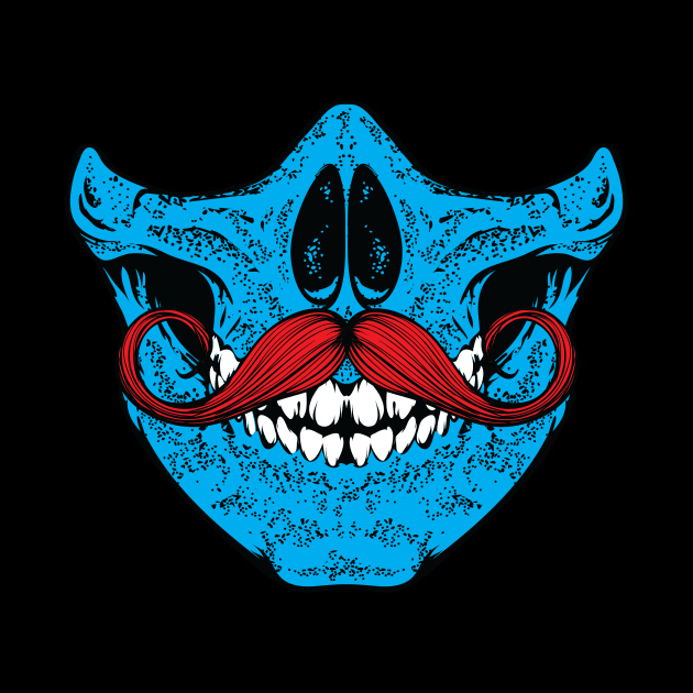 Mustache you a question - Blue Red Curly by TerrorTalkShop