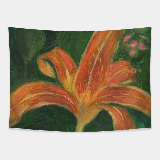 Orange Day Lily Tapestry by HelenDBVickers