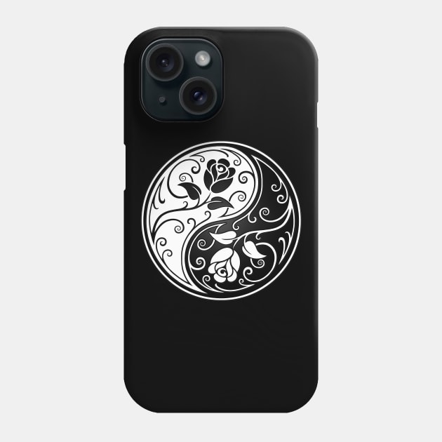White and Black Yin Yang Roses Phone Case by jeffbartels
