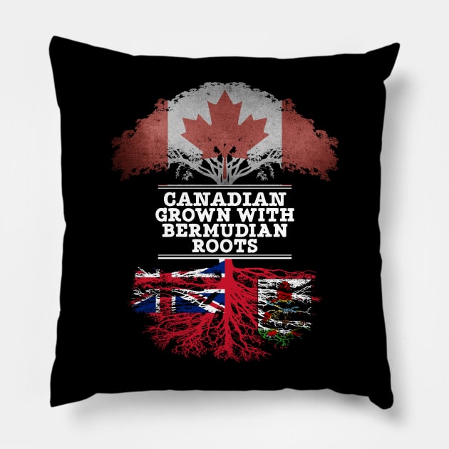 Canadian Grown With Bermudian Roots - Gift for Bermudian With Roots From Bermuda Pillow by Country Flags