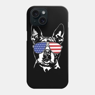 Patriotic Boston Terrier with American Flag sunglasses Phone Case