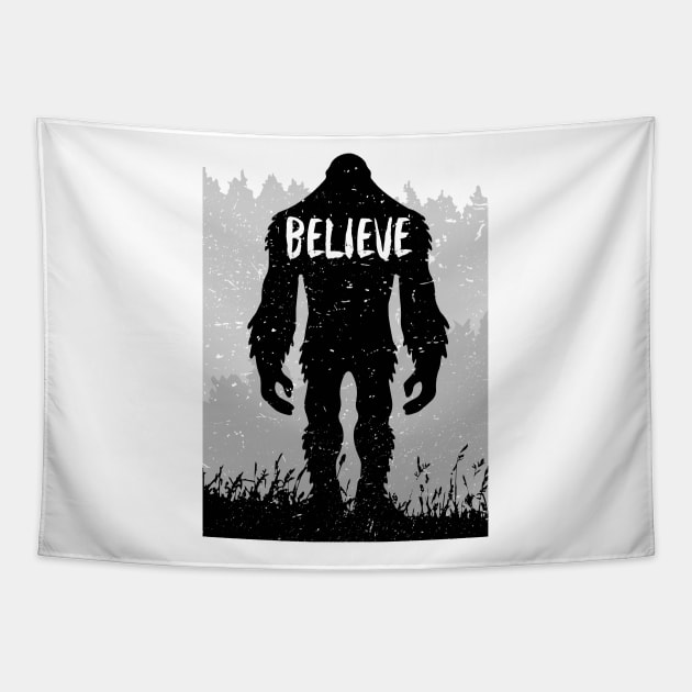 Bigfoot sasquatch i believe Yeti Peace Out Tapestry by Tesszero