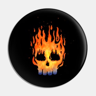 Fire Skull watercolor Pin