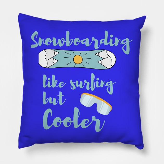 Lispe Snowboarding Like Surfing but Cooler Pillow by Lispe