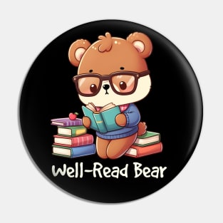 Cute Well Read Bear Pin
