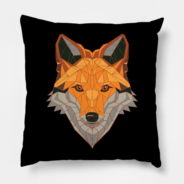 Polygonal fox geometric shape gift idea Pillow by Watersolution