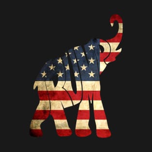 Elephant American Flag Vintage T-Shirt