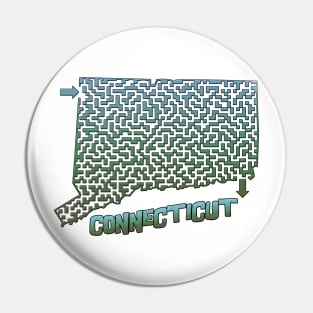 Connecticut State Outline Maze & Labyrinth Pin