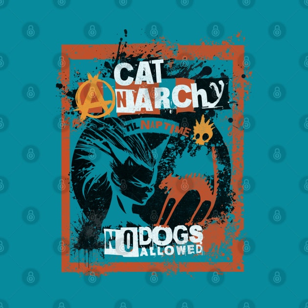 CAT ANARCHY - ORANGE & TEAL by Off the Page