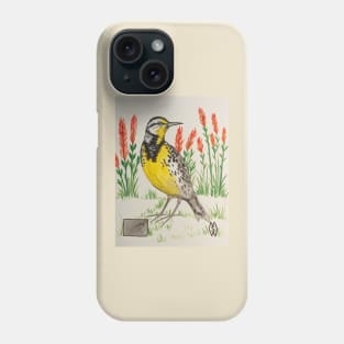 Wyoming state bird and flower, the meadowlark and Indian paintbrush Phone Case