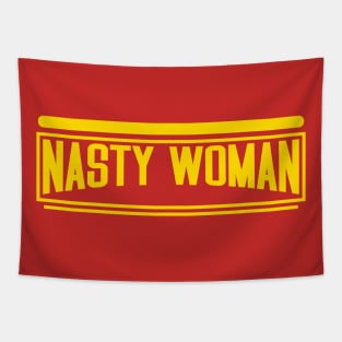 nasty woman text yellow Tapestry