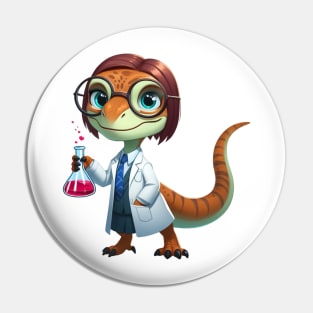 Cute Velociraptor Clever Girl Illustration Pin