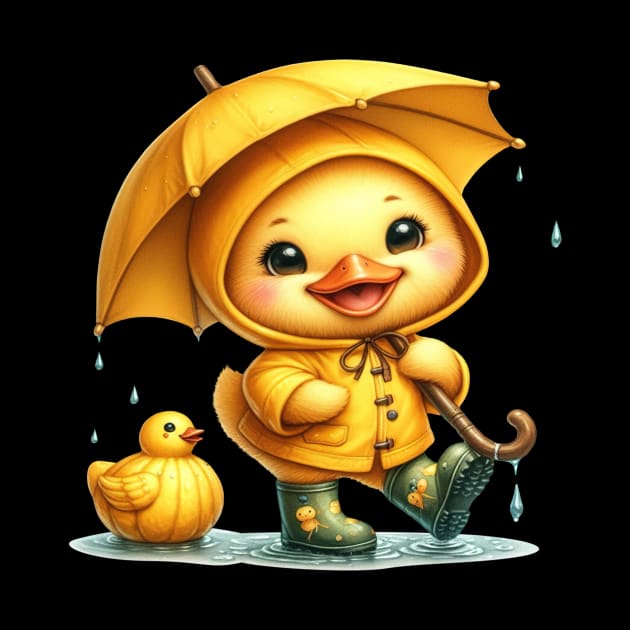 Cute Yellow Duck Holding an Umbrella by 1AlmightySprout