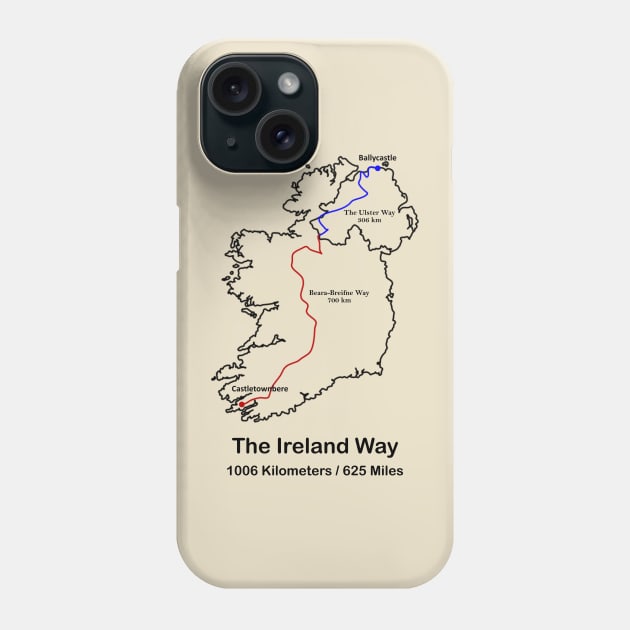 Ireland Way Route Map Phone Case by numpdog