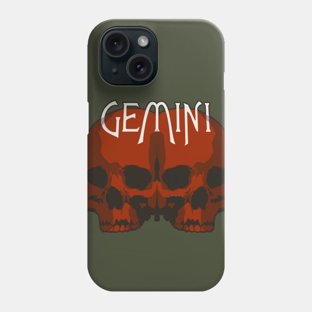 Red Gemini Twins Skulls Phone Case by RyanJGillDesigns