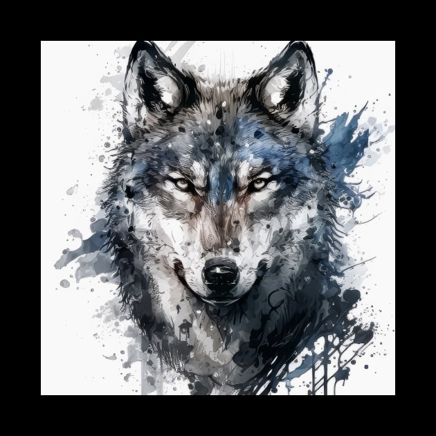 Wolf Portrait Animal Painting Wildlife Outdoors Adventure by Cubebox