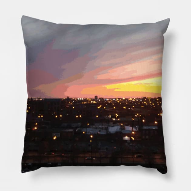 Sunset - April 6, 2018 7:34PM. Pillow by someartworker