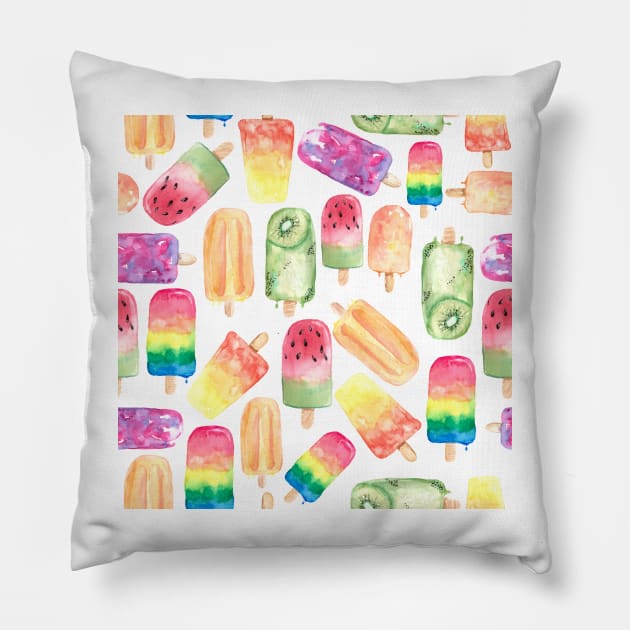 Watercolor ice cream summer pattern Pillow by Harpleydesign