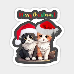 Merry Christmas Celebration with Festive Cats: A Joyful Holida t-shirty Gathering Magnet