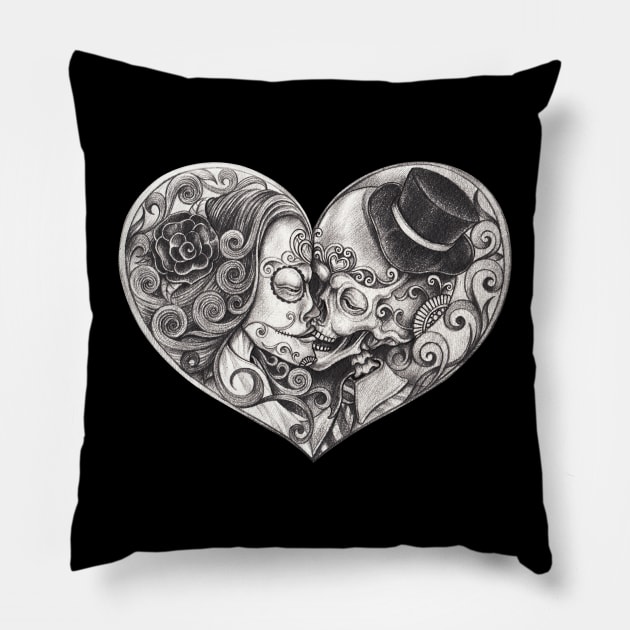 Skeleton lovers. Pillow by Jiewsurreal