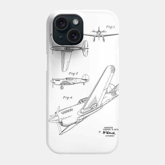 Airplane Vintage Patent Drawing Funny Novelty T-Shirt Phone Case by TheYoungDesigns
