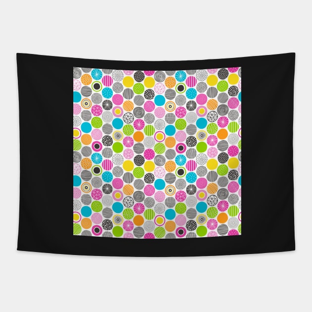 Dots Geometric Multicolor Pattern Tapestry by CajaDesign