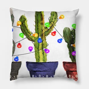 Cactus Christmas Lights Decoration Santa Hat Cactus Lovers Pillow