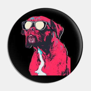 Cool Boxer Dog Wearing Sun Glasses Pin